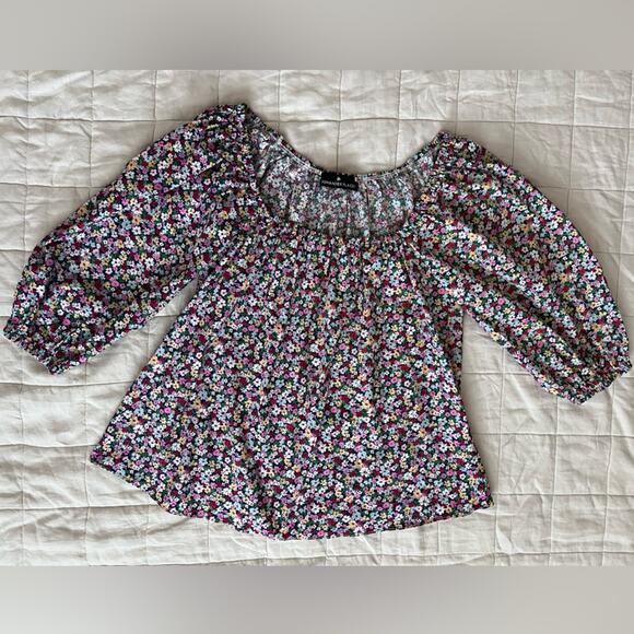 Pomander Place Ditsy Floral Square Neck Flowy Blouse Cottagecore Prairie -Small - Picture 1 of 9
